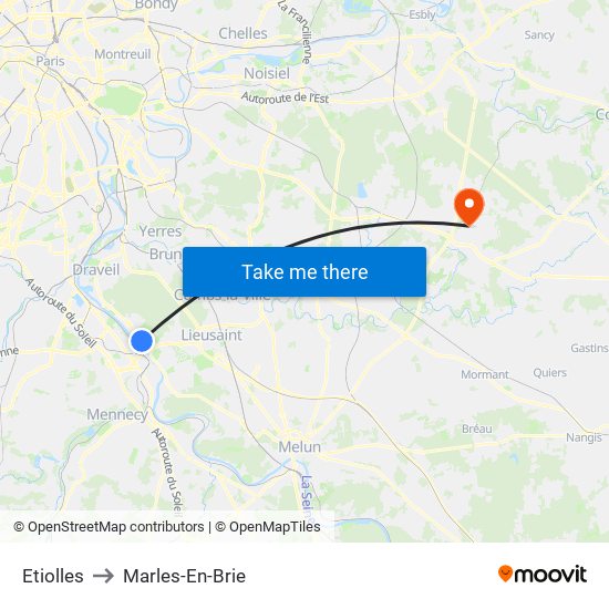 Etiolles to Marles-En-Brie map