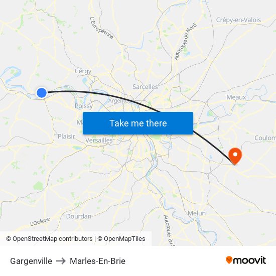 Gargenville to Marles-En-Brie map