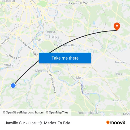 Janville-Sur-Juine to Marles-En-Brie map