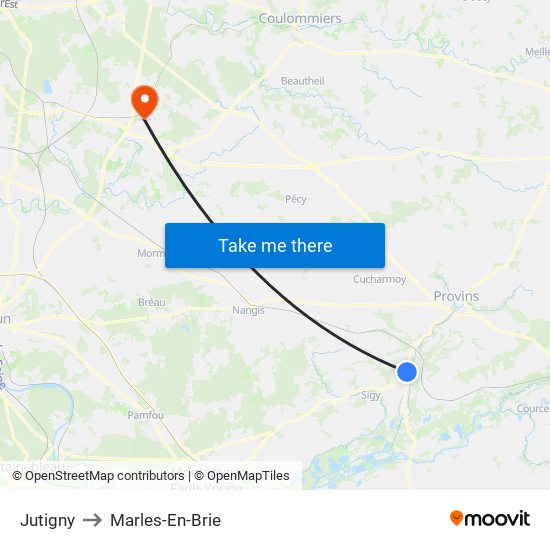 Jutigny to Marles-En-Brie map