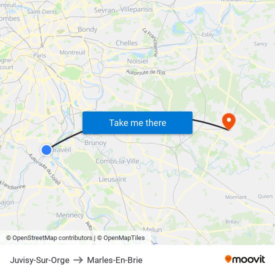 Juvisy-Sur-Orge to Marles-En-Brie map
