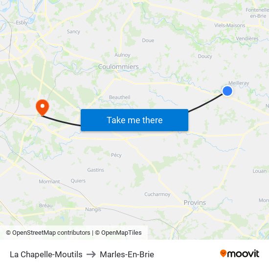 La Chapelle-Moutils to Marles-En-Brie map