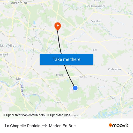 La Chapelle-Rablais to Marles-En-Brie map