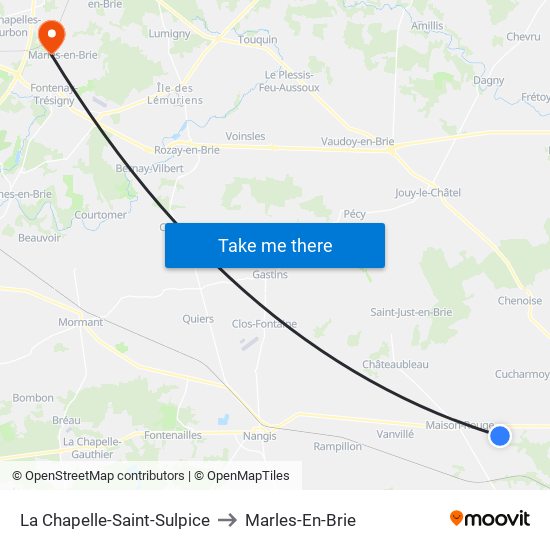 La Chapelle-Saint-Sulpice to Marles-En-Brie map
