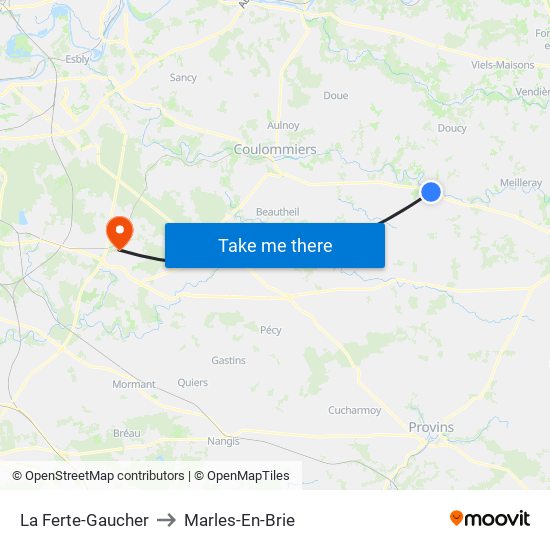 La Ferte-Gaucher to Marles-En-Brie map