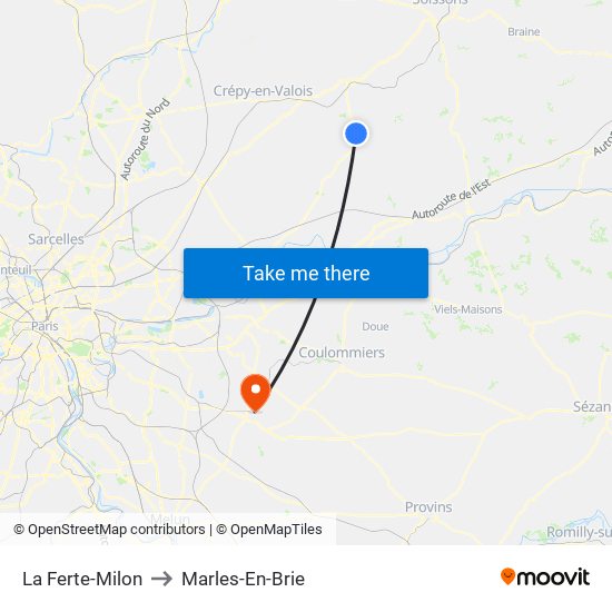 La Ferte-Milon to Marles-En-Brie map