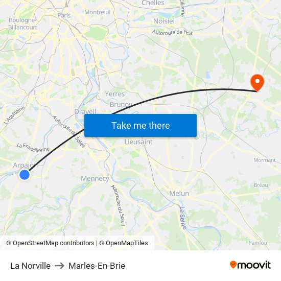 La Norville to Marles-En-Brie map
