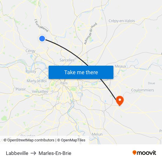 Labbeville to Marles-En-Brie map