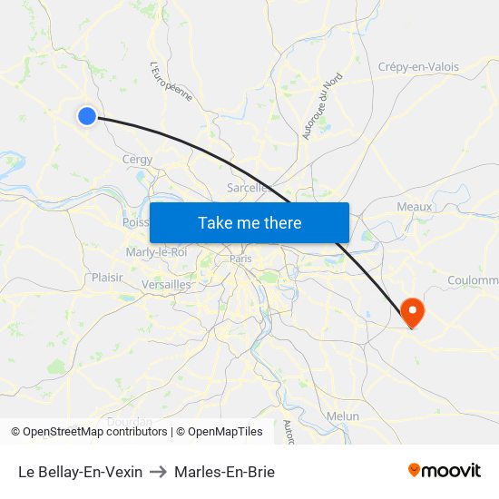 Le Bellay-En-Vexin to Marles-En-Brie map