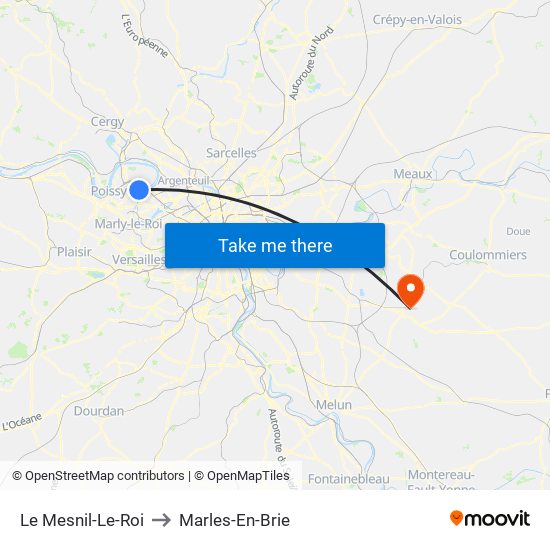 Le Mesnil-Le-Roi to Marles-En-Brie map