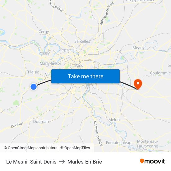 Le Mesnil-Saint-Denis to Marles-En-Brie map