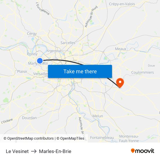 Le Vesinet to Marles-En-Brie map