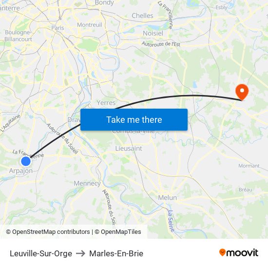 Leuville-Sur-Orge to Marles-En-Brie map