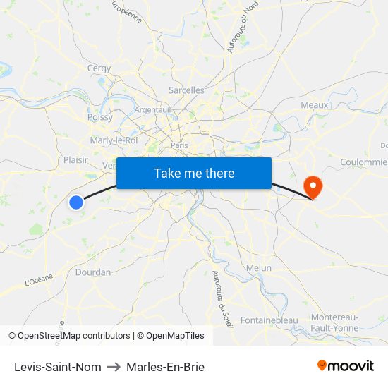 Levis-Saint-Nom to Marles-En-Brie map