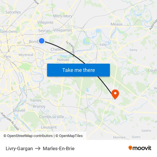 Livry-Gargan to Marles-En-Brie map