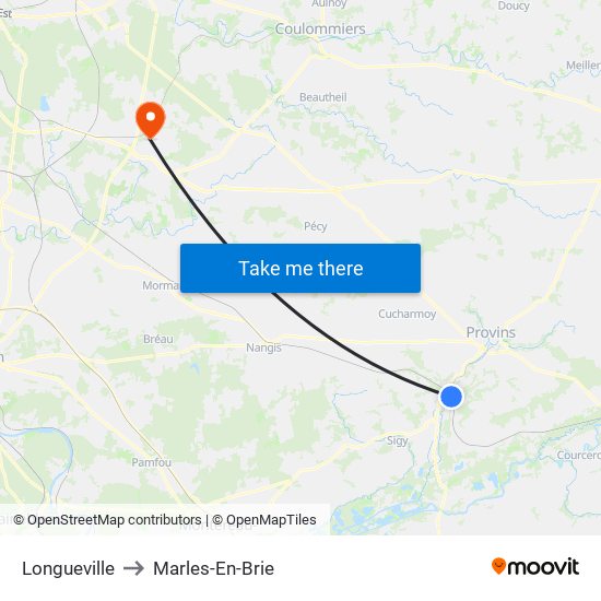 Longueville to Marles-En-Brie map
