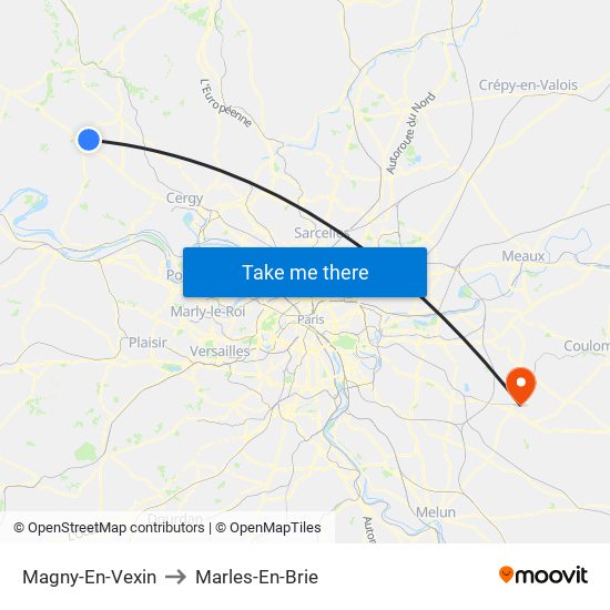 Magny-En-Vexin to Marles-En-Brie map