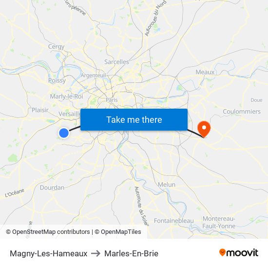 Magny-Les-Hameaux to Marles-En-Brie map
