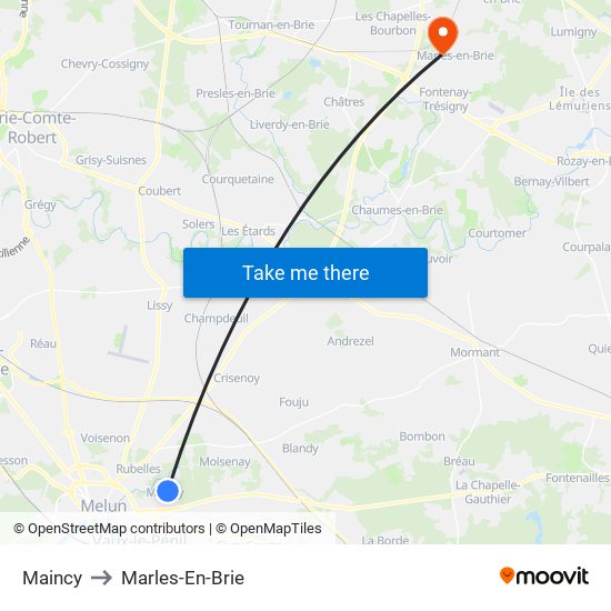 Maincy to Marles-En-Brie map