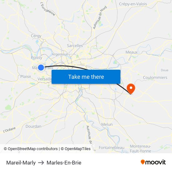 Mareil-Marly to Marles-En-Brie map