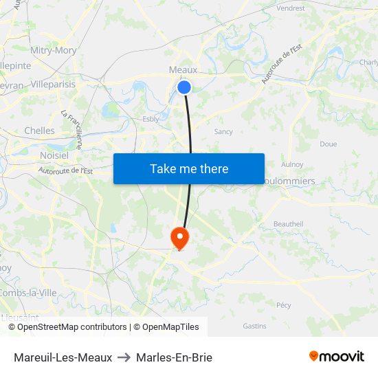 Mareuil-Les-Meaux to Marles-En-Brie map