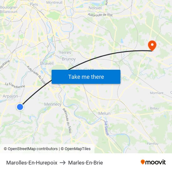 Marolles-En-Hurepoix to Marles-En-Brie map