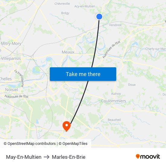 May-En-Multien to Marles-En-Brie map