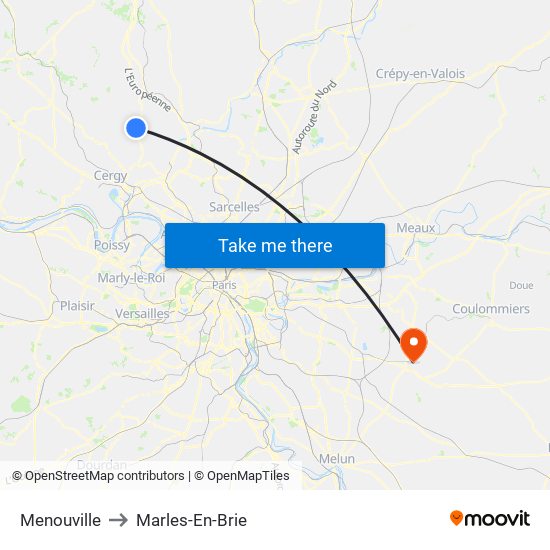 Menouville to Marles-En-Brie map