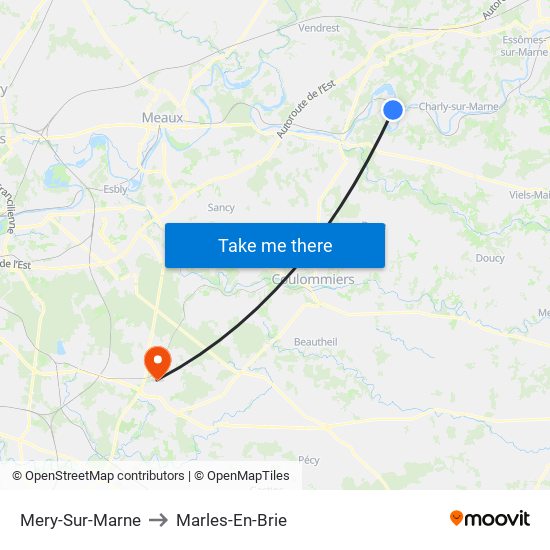 Mery-Sur-Marne to Marles-En-Brie map