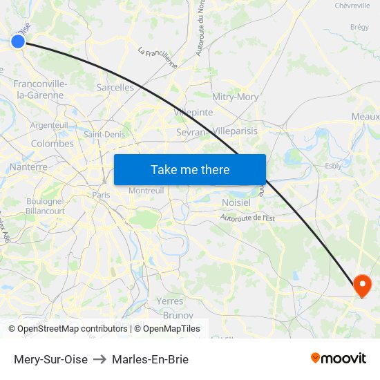 Mery-Sur-Oise to Marles-En-Brie map