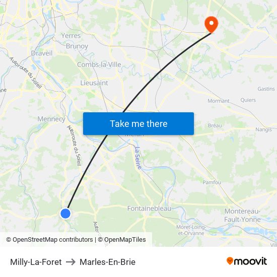 Milly-La-Foret to Marles-En-Brie map