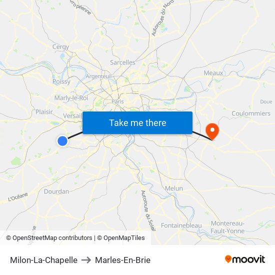 Milon-La-Chapelle to Marles-En-Brie map