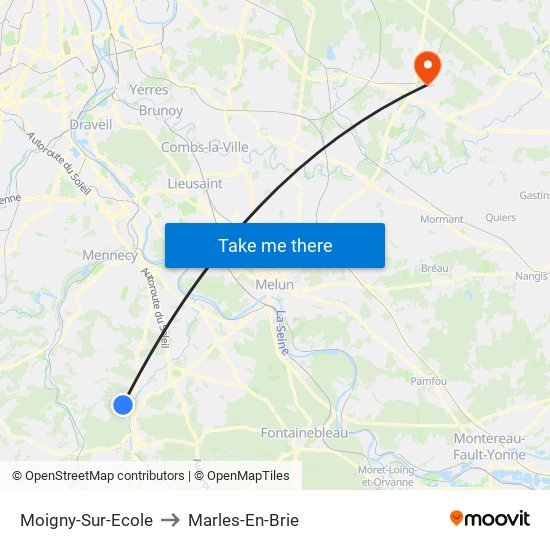 Moigny-Sur-Ecole to Marles-En-Brie map