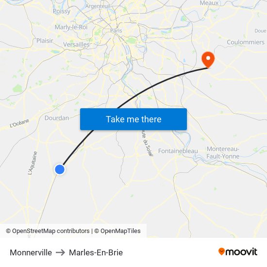 Monnerville to Marles-En-Brie map