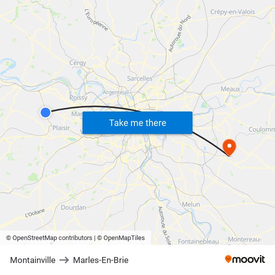 Montainville to Marles-En-Brie map