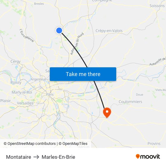 Montataire to Marles-En-Brie map