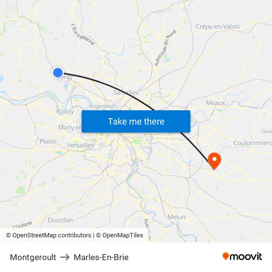 Montgeroult to Marles-En-Brie map