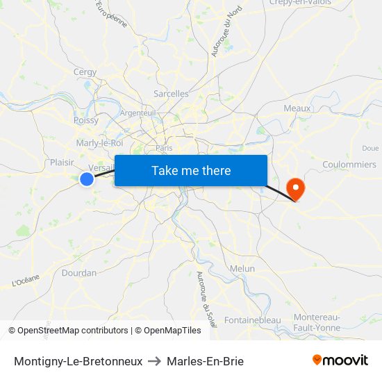 Montigny-Le-Bretonneux to Marles-En-Brie map