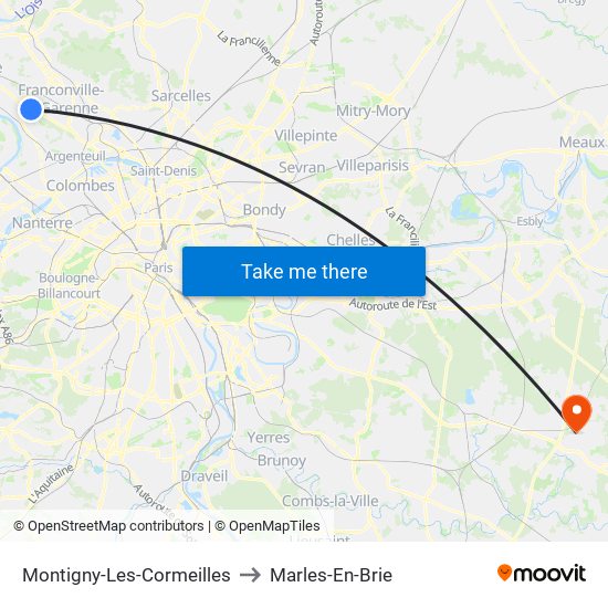 Montigny-Les-Cormeilles to Marles-En-Brie map
