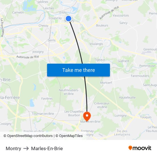 Montry to Marles-En-Brie map
