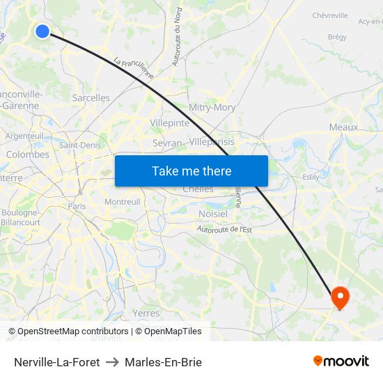 Nerville-La-Foret to Marles-En-Brie map