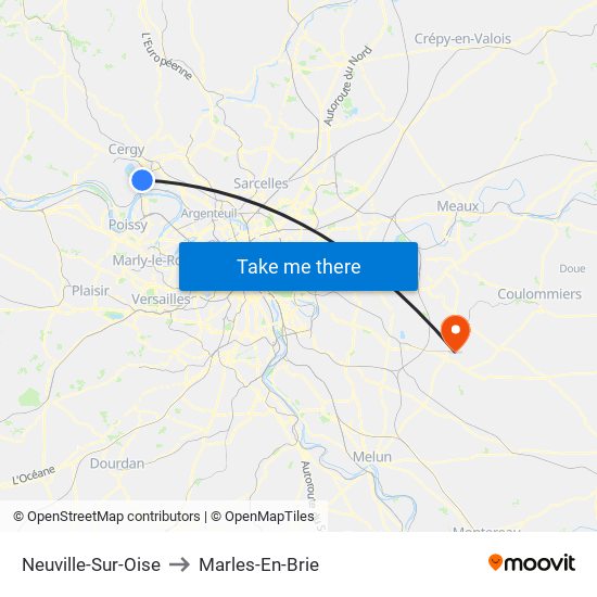 Neuville-Sur-Oise to Marles-En-Brie map