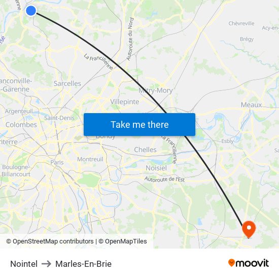 Nointel to Marles-En-Brie map