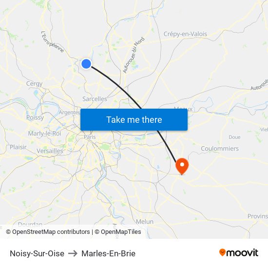Noisy-Sur-Oise to Marles-En-Brie map