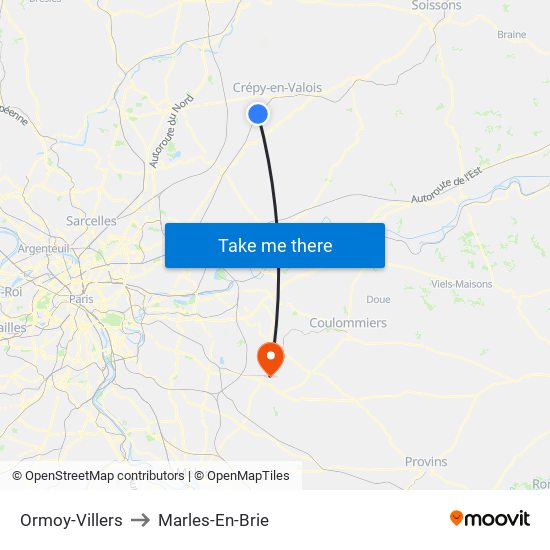 Ormoy-Villers to Marles-En-Brie map