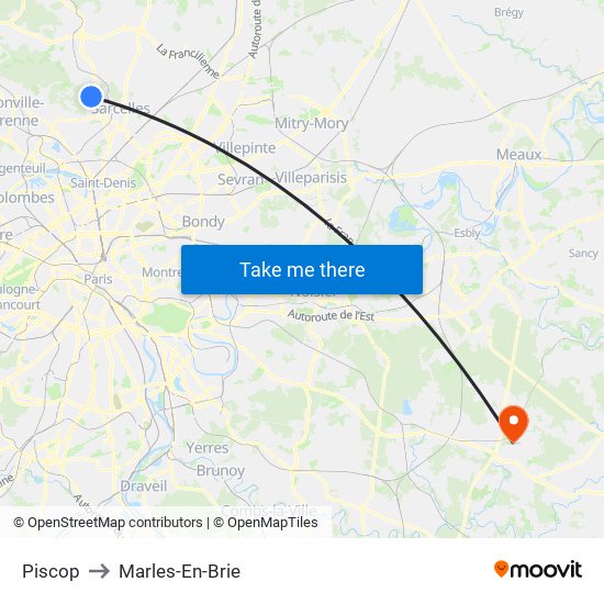 Piscop to Marles-En-Brie map
