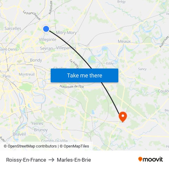 Roissy-En-France to Marles-En-Brie map