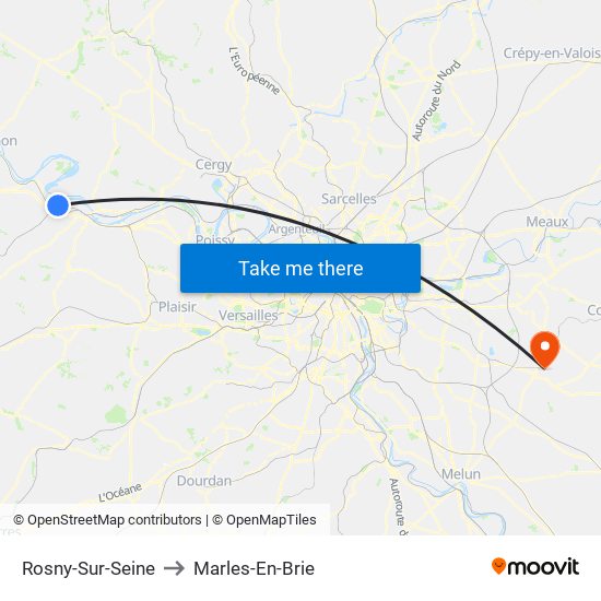 Rosny-Sur-Seine to Marles-En-Brie map