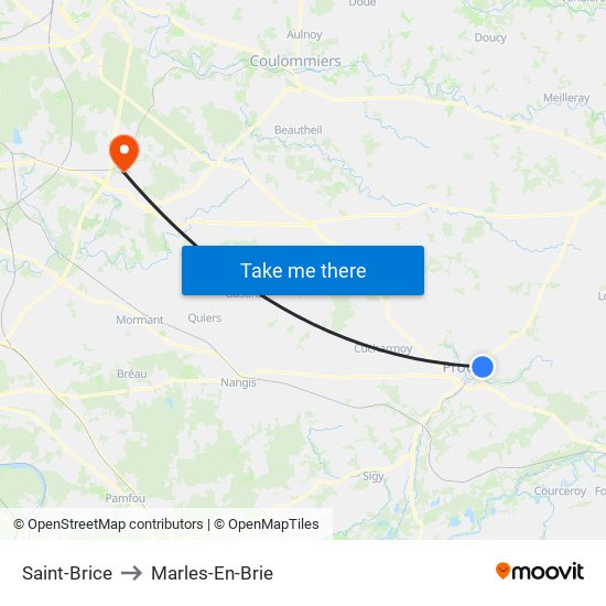Saint-Brice to Marles-En-Brie map