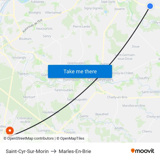 Saint-Cyr-Sur-Morin to Marles-En-Brie map